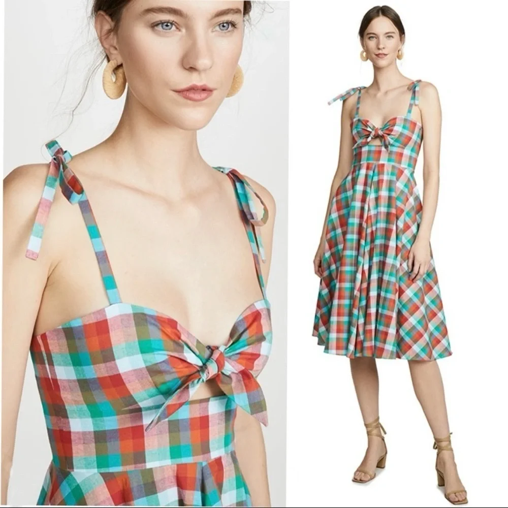 Rachel Antonoff Ali Midi Dress Picnic Plaid sz: 2 XS Multicolored Casual Summer